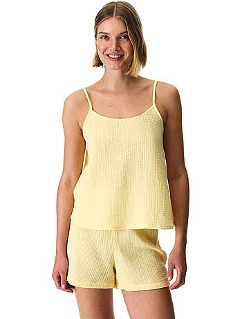 Sunny day conjunto de pijama de musselina de algodão com short penti