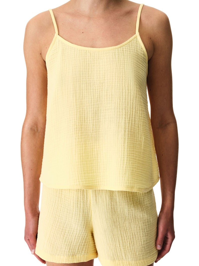 Sunny day conjunto de pijama de musselina de algodão com short penti Amarelo-limão - Kiabi
