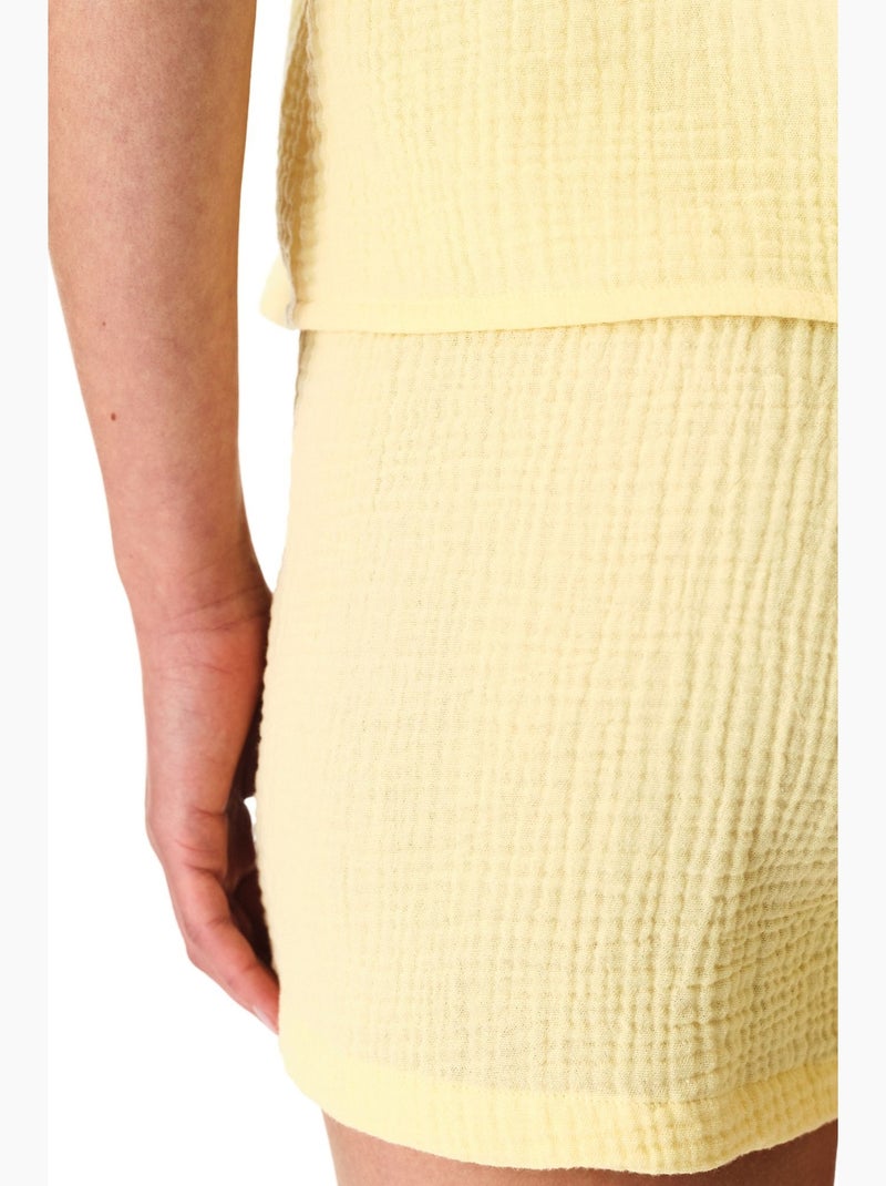Sunny day conjunto de pijama de musselina de algodão com short penti Amarelo-limão - Kiabi