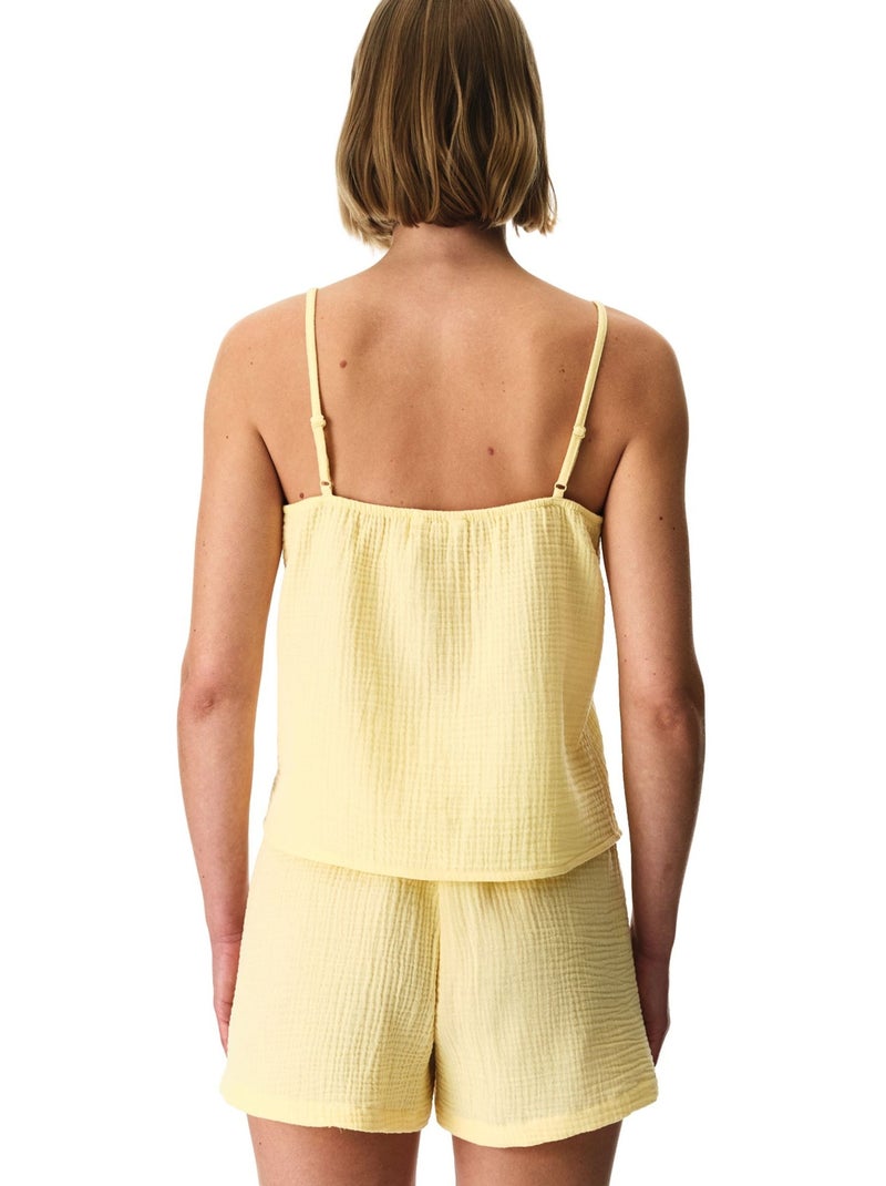 Sunny day conjunto de pijama de musselina de algodão com short penti Amarelo-limão - Kiabi