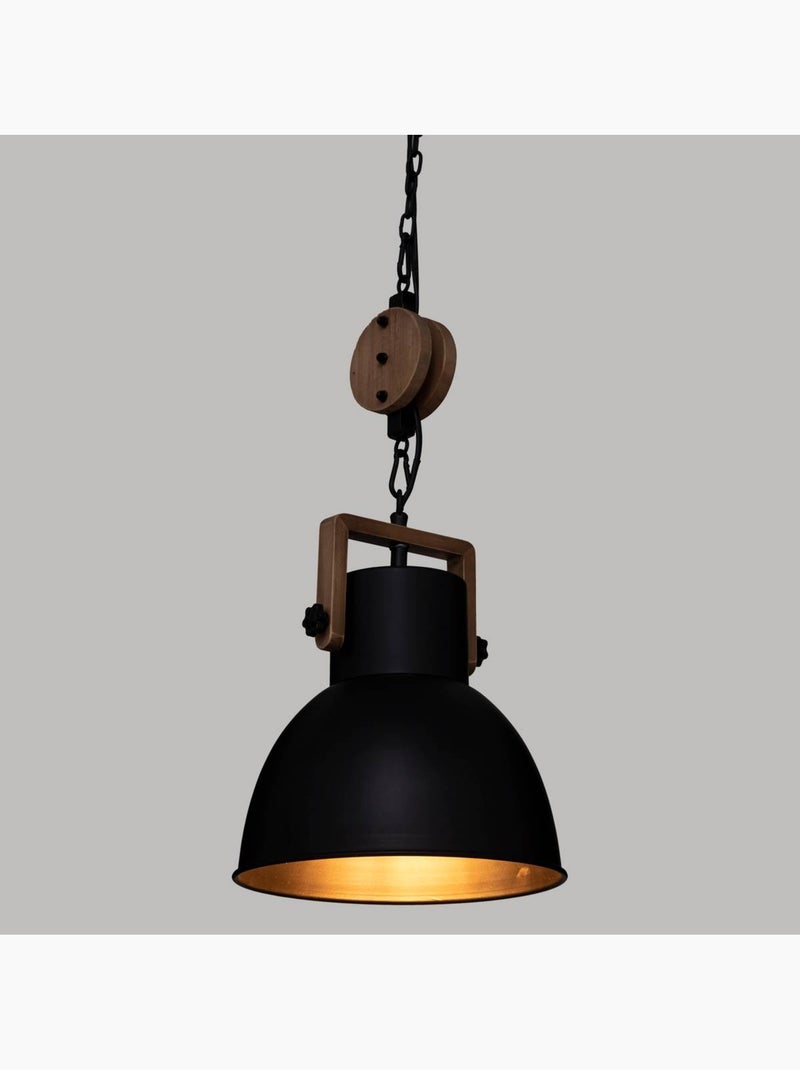 Suspensão com roldana de metal e madeira Preto - Kiabi