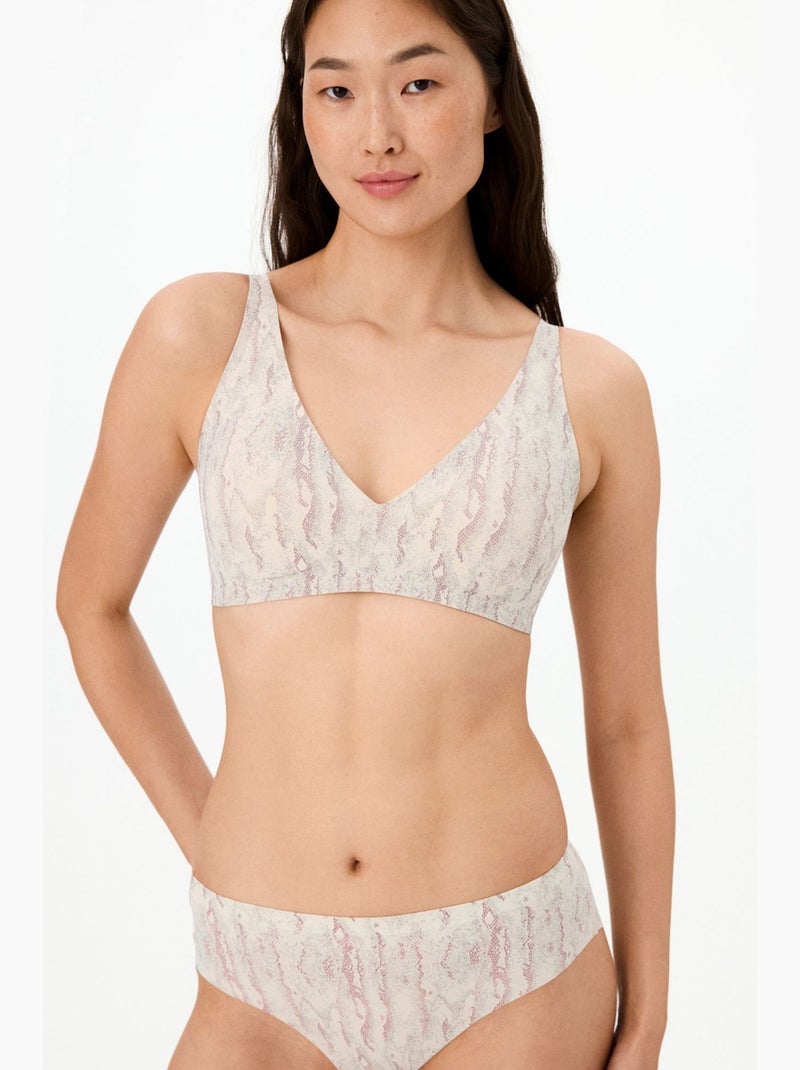 Sutiã acolchoado fit decolette com estampa de cobra, sem marcas penti Branco sujo - Kiabi