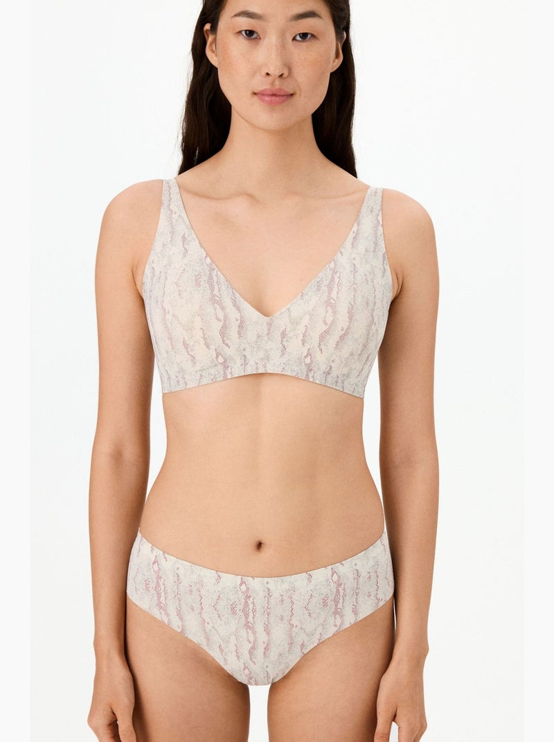 Sutiã acolchoado fit decolette com estampa de cobra, sem marcas penti Branco sujo - Kiabi