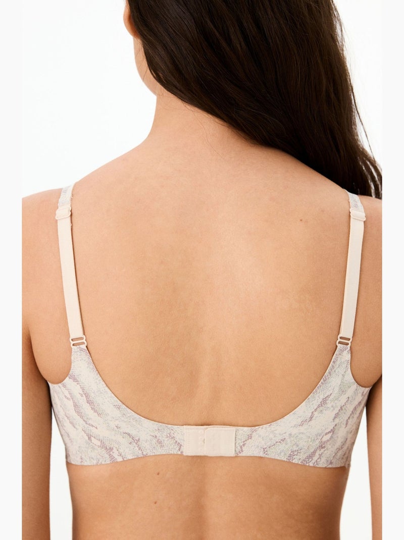 Sutiã acolchoado fit decolette com estampa de cobra, sem marcas penti Branco sujo - Kiabi