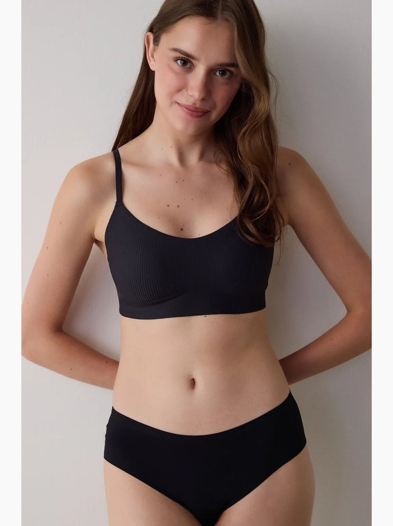 Sutiã bralette fit sem aro e sem costuras penti Preto - Kiabi