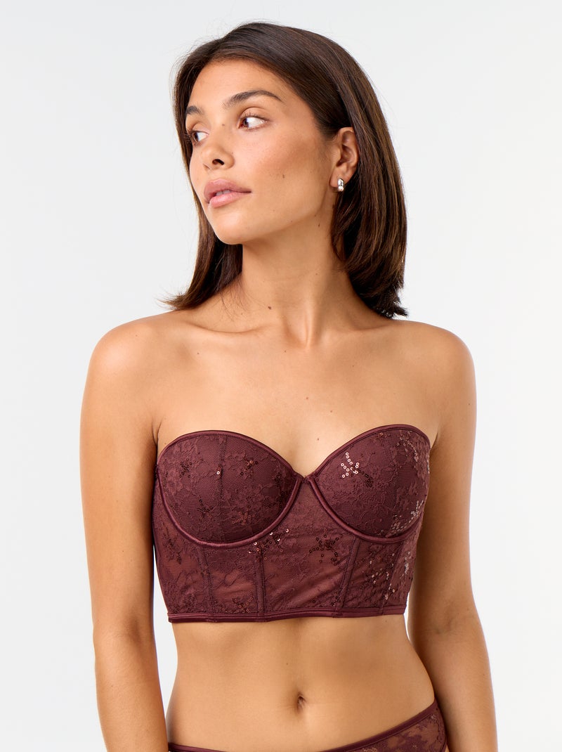 Sutiã bustier de lantejoulas Castanho - Kiabi