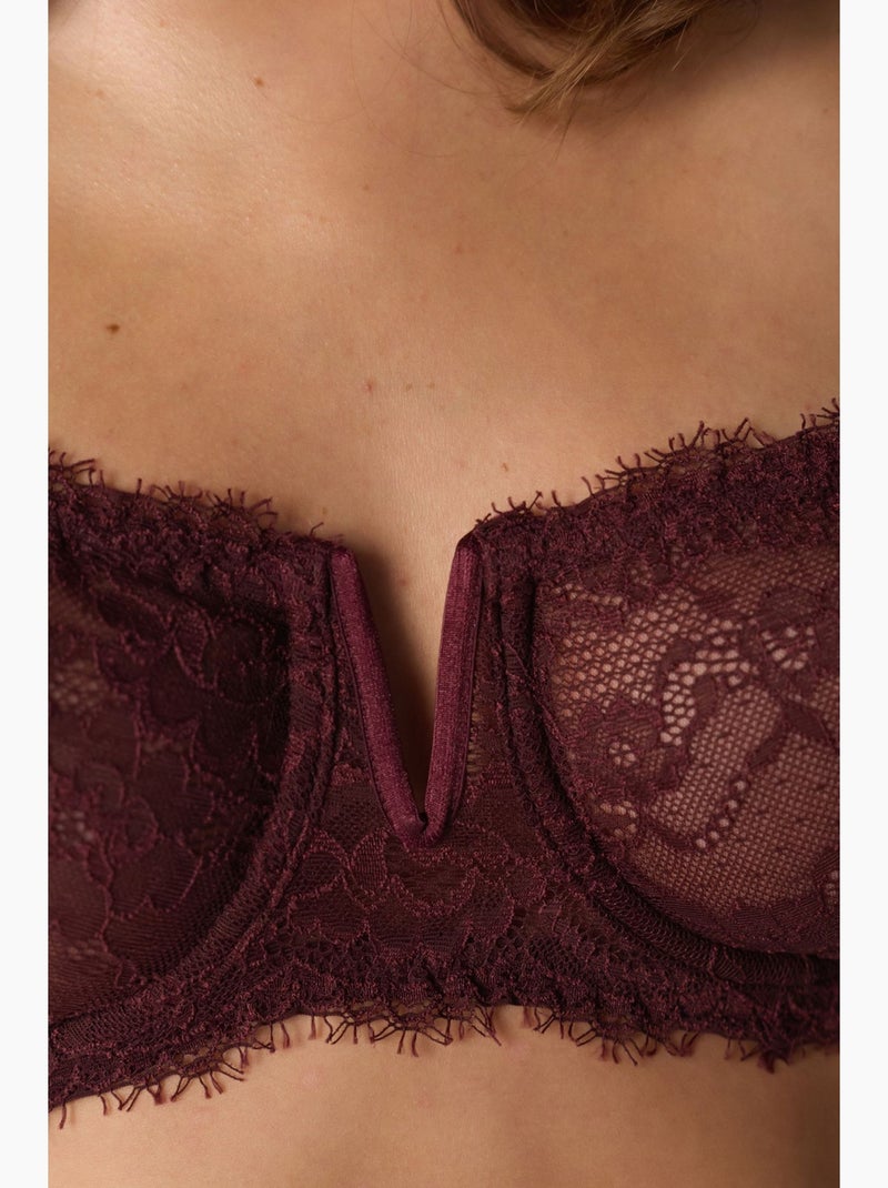 Sutiã de renda com aro penti Vermelho bordô - Kiabi