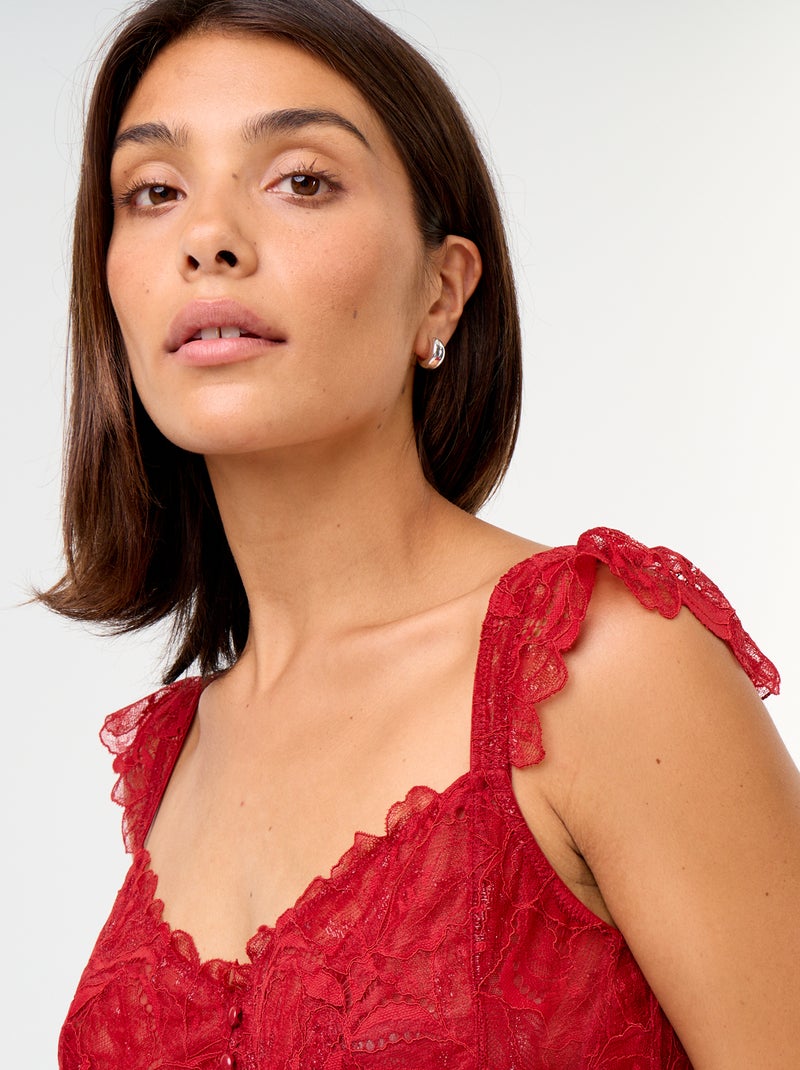 Sutiã de renda copa D&E Vermelho - Kiabi