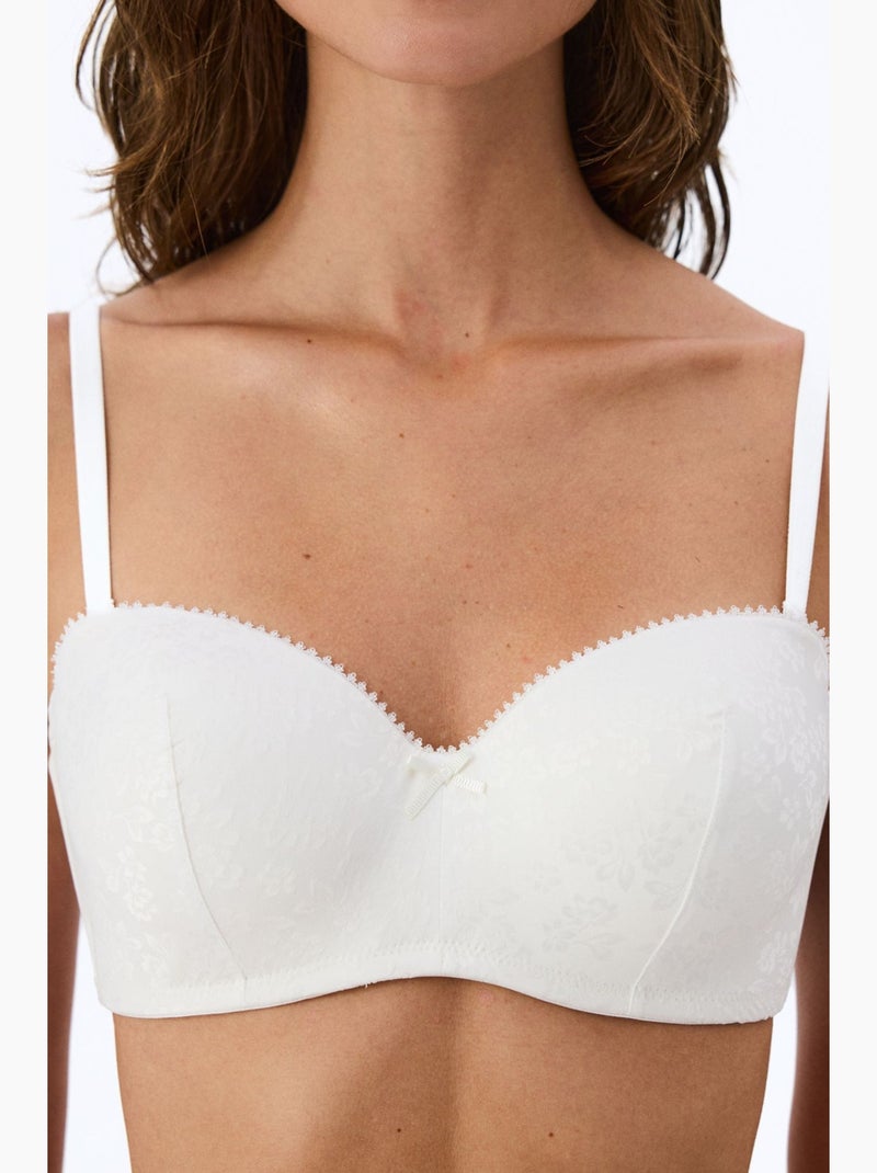 Sutiã lotus quebrado em cetim floral com bojo penti Branco - Kiabi