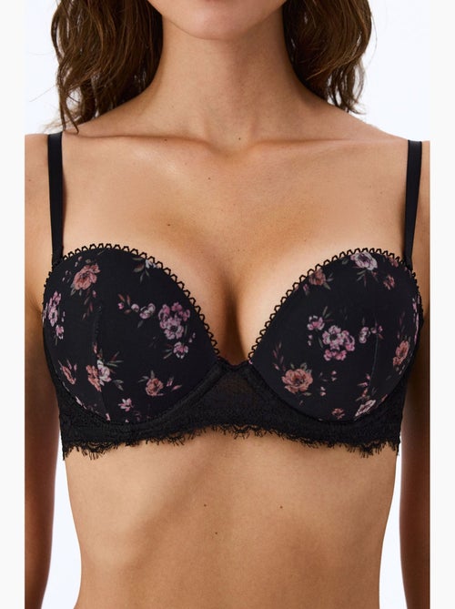 Sutiã push-up acolchoado com estampa de corações e flores penti - Kiabi
