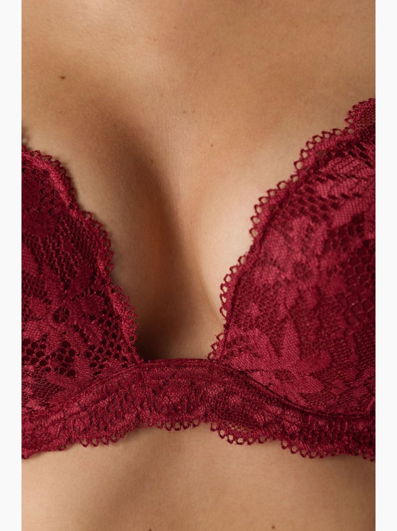 Sutiã push-up em renda intenso penti Vermelho bordô - Kiabi