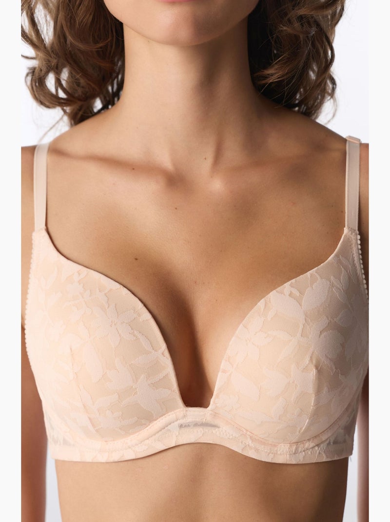Sutiã push-up floral denso e claro penti Bege-argila - Kiabi