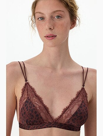 Sutiã triangular em micro renda estampada penti