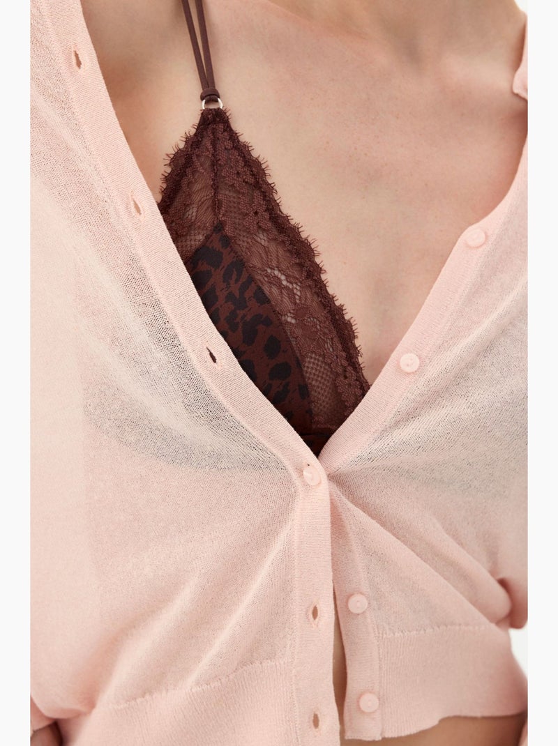 Sutiã triangular em micro renda estampada penti Vermelho bordô - Kiabi