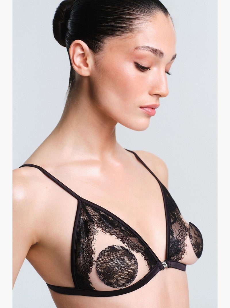 Sutiã triangular lacy feminino penti Preto - Kiabi