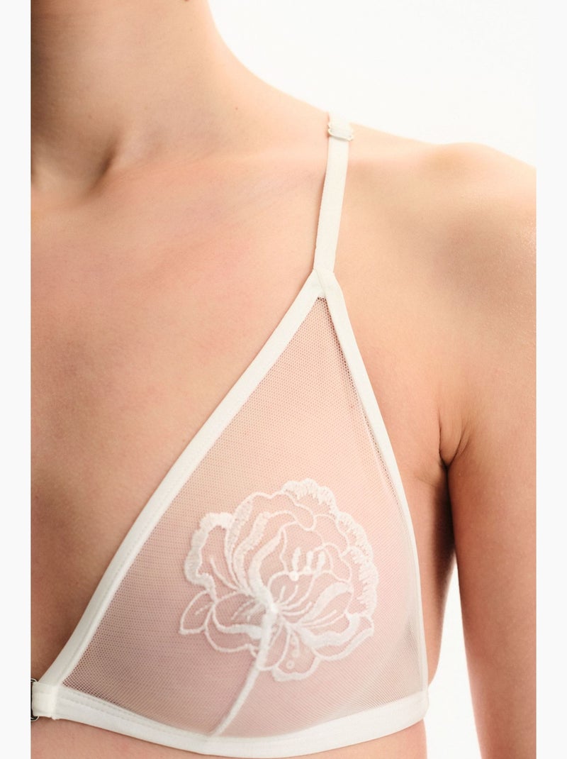 Sutiã triângulo broidery rachado penti Branco - Kiabi