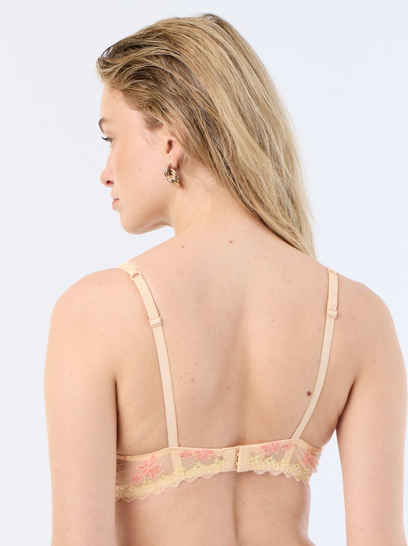 Sutiã triângulo sem aros de renda Laranja - Kiabi