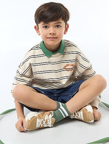 Sweat às riscas gola redonda