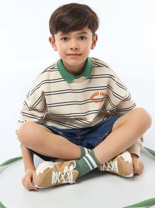 Sweat às riscas gola redonda - Kiabi