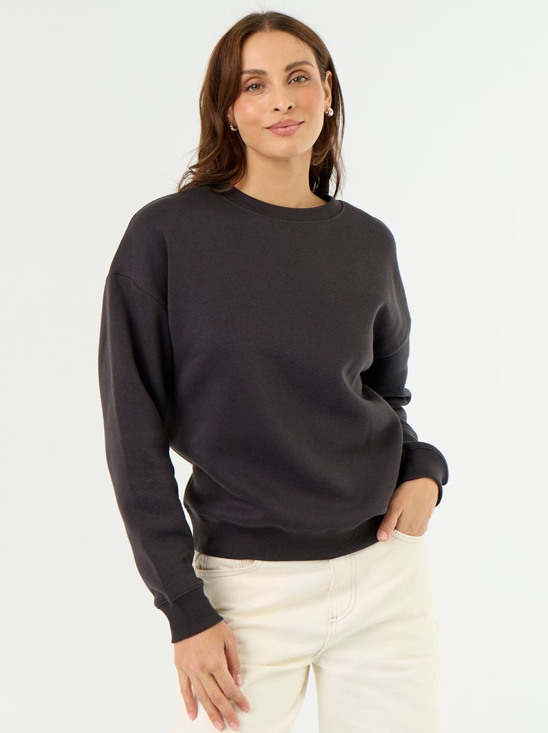 Sweat básico de moletão Preto - Kiabi