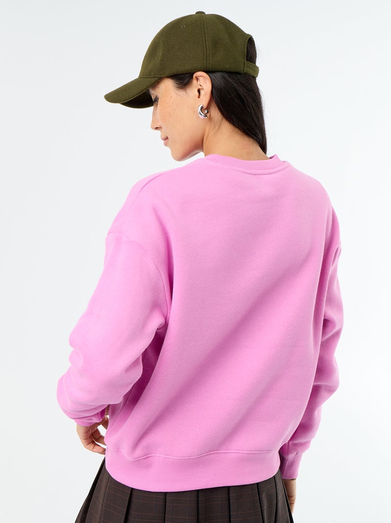 Sweat básico de moletão Rosa - Kiabi