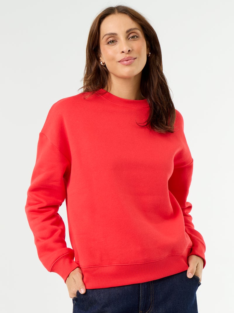 Sweat básico de moletão Vermelho - Kiabi