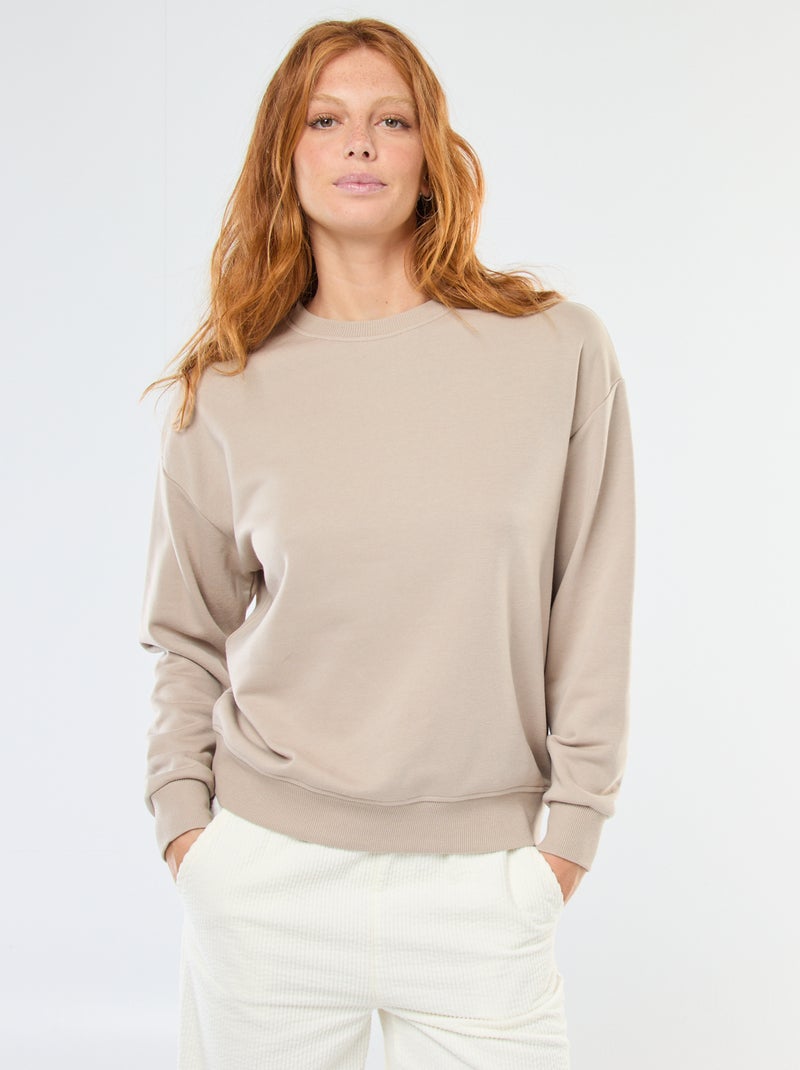 Sweat básico em french terry Bege - Kiabi