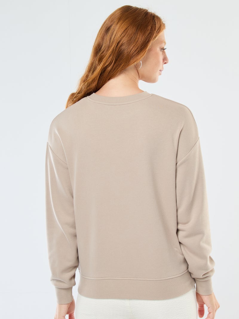 Sweat básico em french terry Bege - Kiabi
