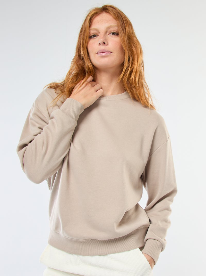 Sweat básico em french terry Bege - Kiabi