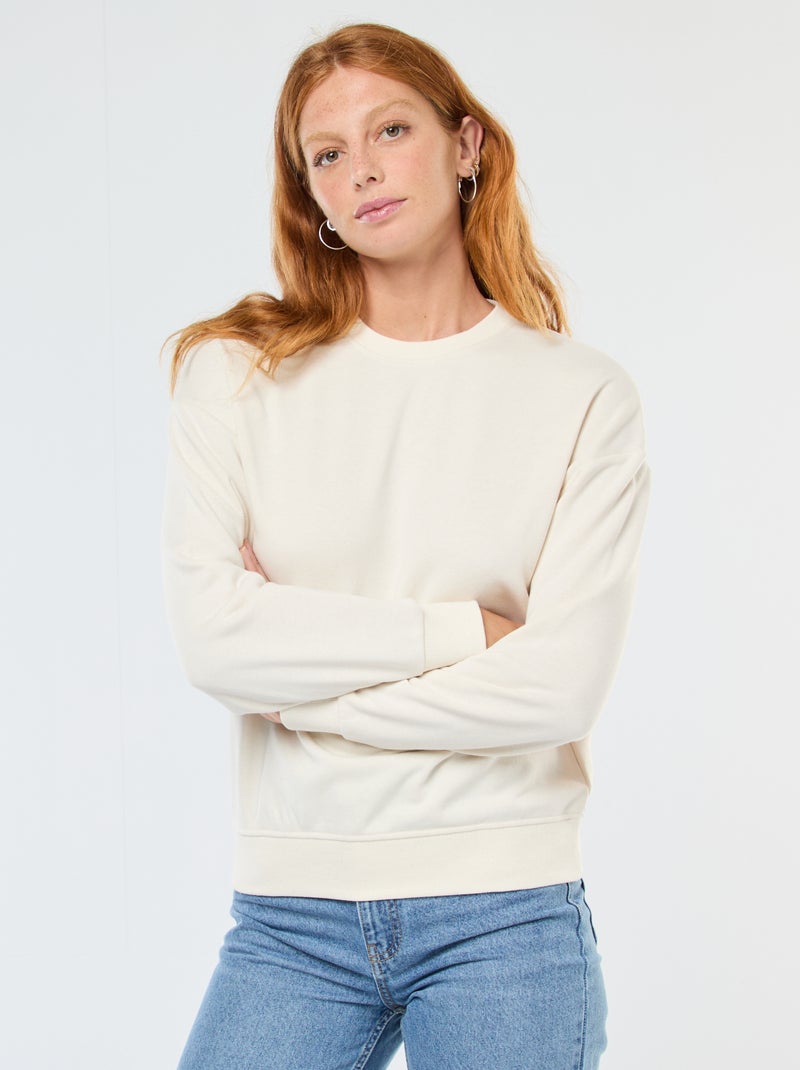 Sweat básico em french terry Branco - Kiabi