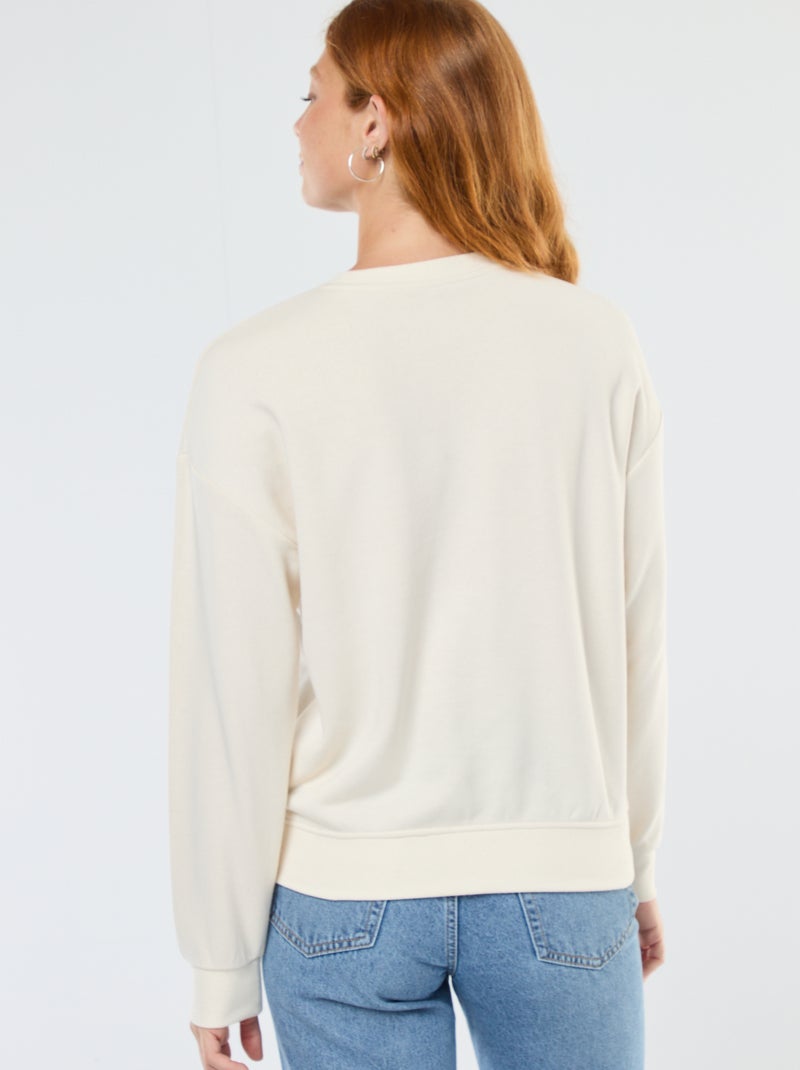 Sweat básico em french terry Branco - Kiabi