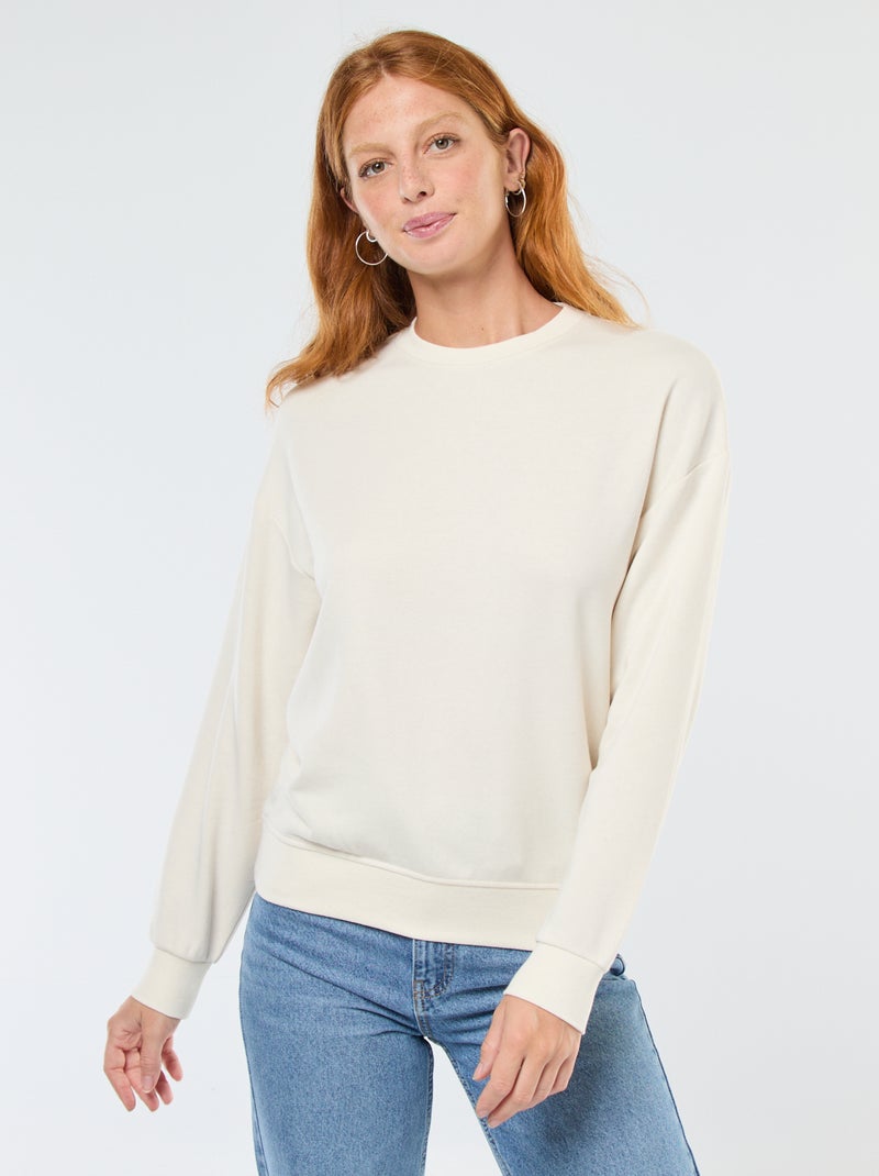 Sweat básico em french terry Branco - Kiabi
