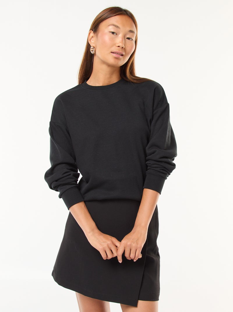 Sweat básico em french terry Preto - Kiabi