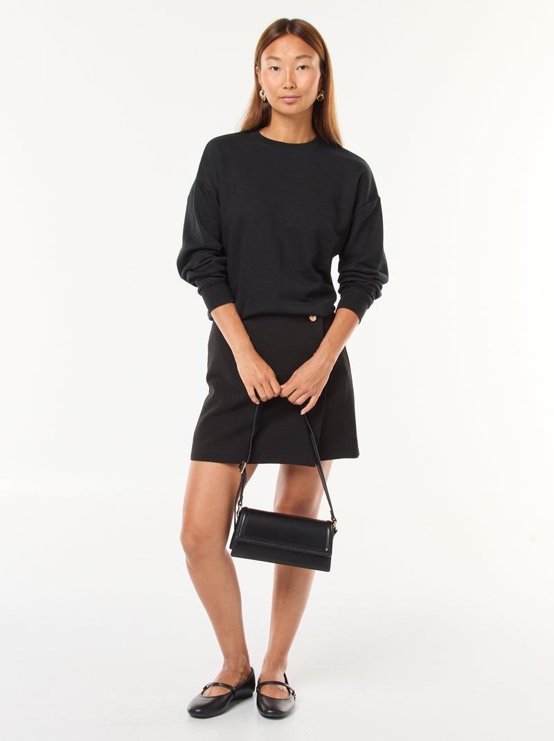 Sweat básico em french terry Preto - Kiabi