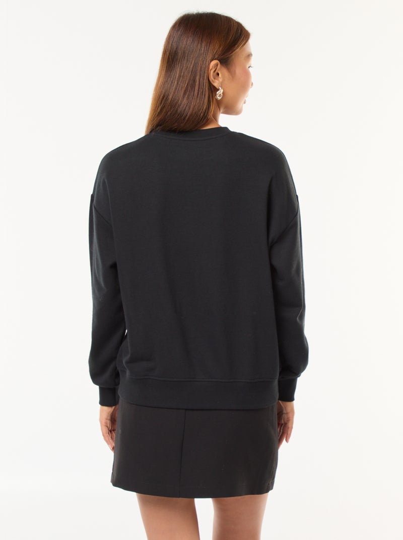 Sweat básico em french terry Preto - Kiabi