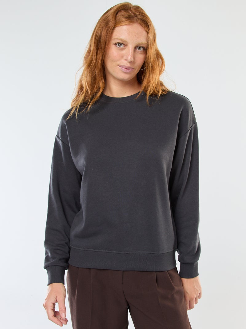 Sweat básico em french terry Preto - Kiabi