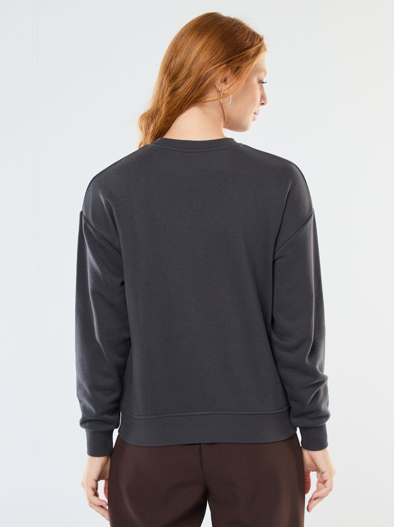 Sweat básico em french terry Preto - Kiabi