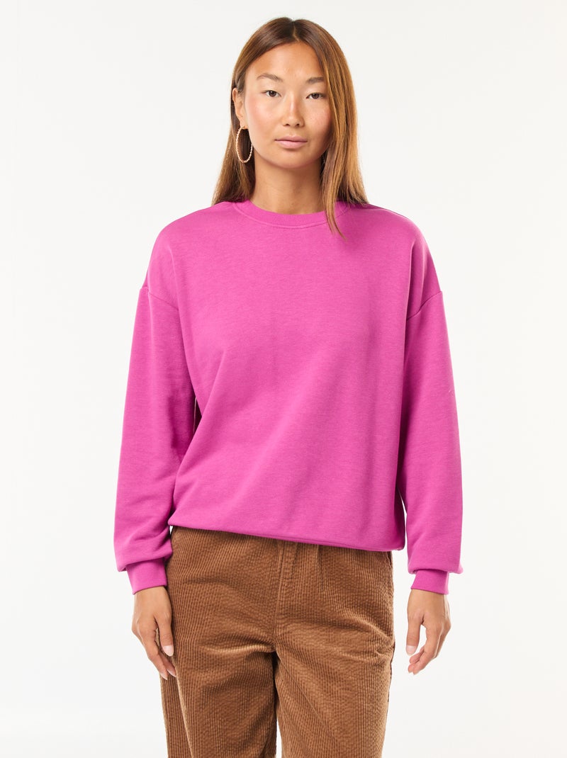 Sweat básico em french terry Rosa - Kiabi