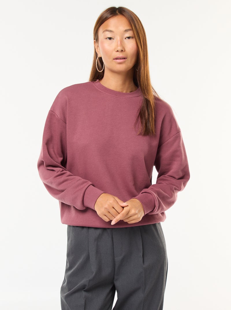 Sweat básico em french terry Rosa - Kiabi