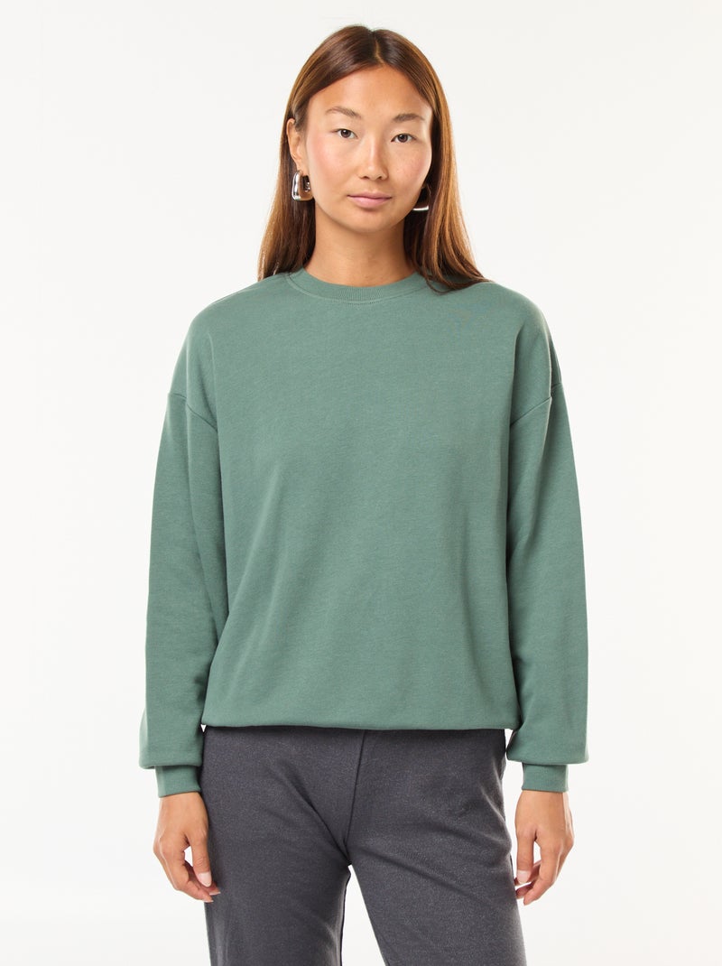 Sweat básico em french terry Verde - Kiabi