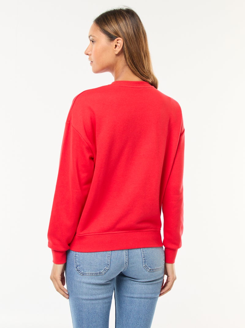 Sweat básico em french terry Vermelho - Kiabi