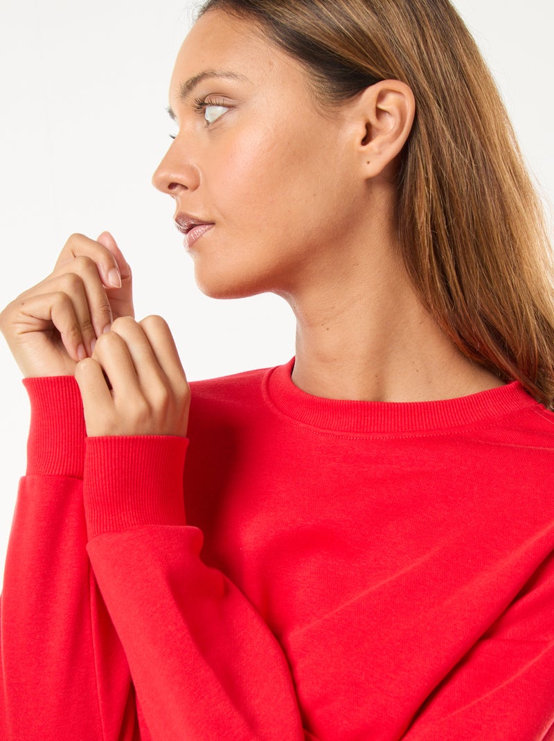 Sweat básico em french terry Vermelho - Kiabi