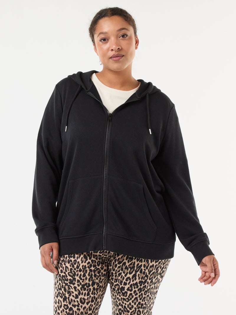 Sweat básico em moletom Preto - Kiabi