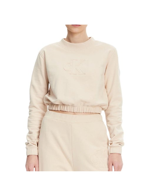 Sweat Bege Calvin Klein Jeans com Aplicação para Mulher - Kiabi Sweat Bege Calvin Klein Jeans com Aplicação para Mulher - Kiabi