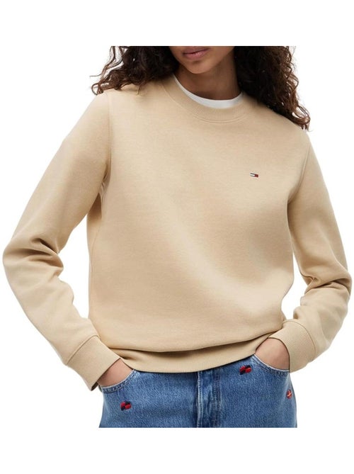 Sweat Bege de Mulher Tommy Hilfiger Flag Crew - Kiabi Sweat Bege de Mulher Tommy Hilfiger Flag Crew - Kiabi