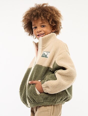 Sweat bicolor em malha bouclé
