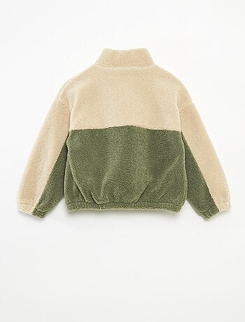 Sweat bicolor em malha bouclé
