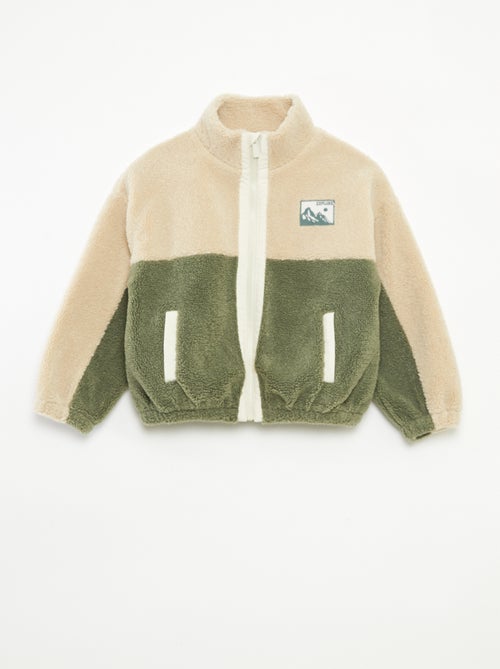 Sweat bicolor em malha bouclé - Kiabi