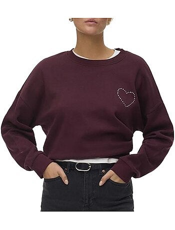 Sweat Bordeaux Vero Moda Vmlotte Trina para Mulher