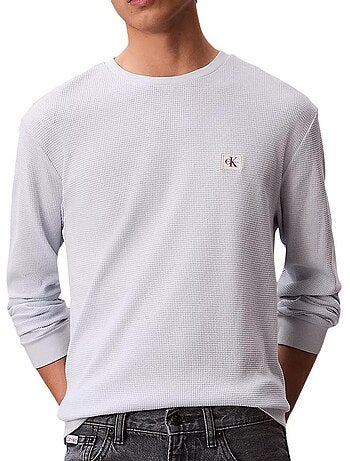 Sweat Calvin Klein Jeans Branco para Homem com Emblemas Waffle